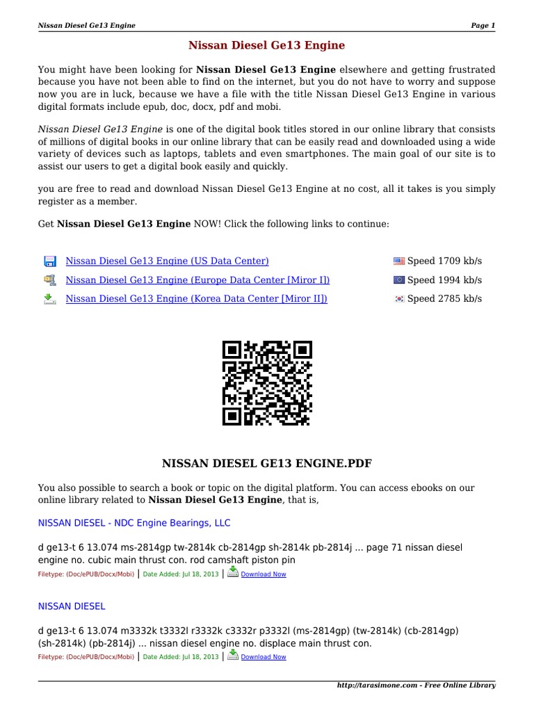 Nissan Diesel Ge13 Engine | PDF | E Books | Engines