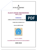 Project Report On Klaus Union Engineering