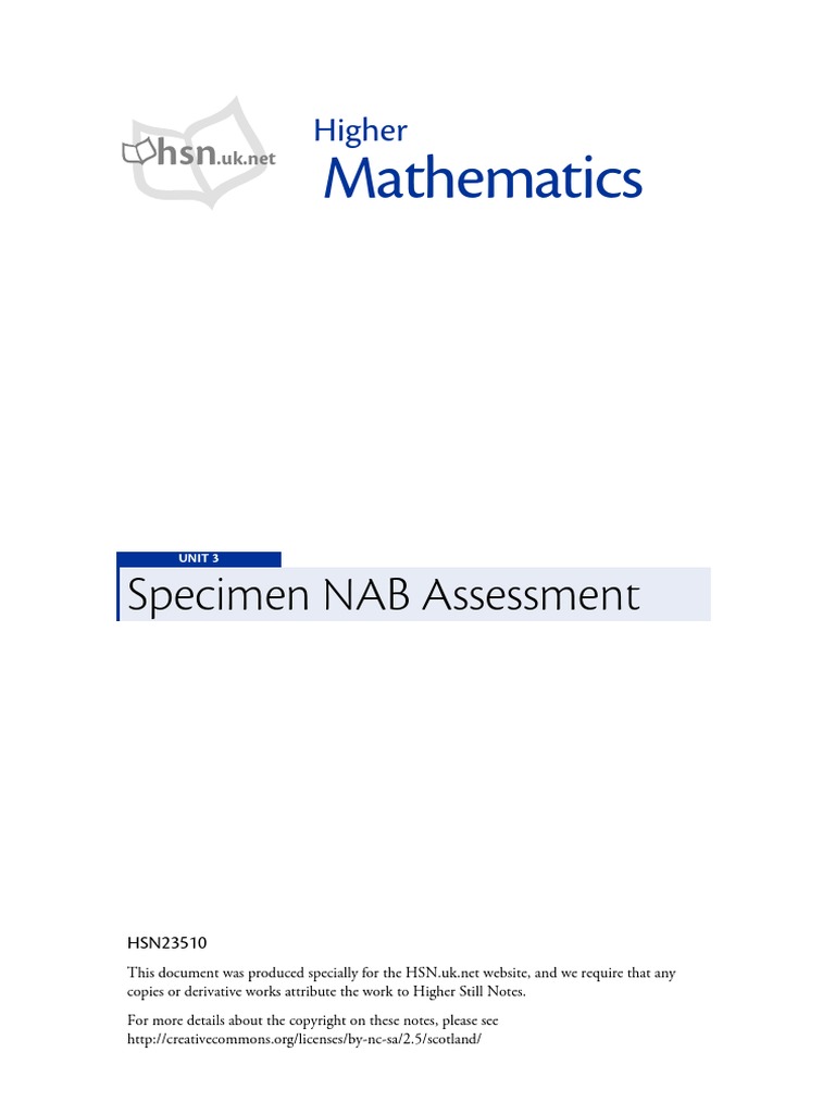 Mathematics: Specimen NAB Assessment | PDF | Logarithm | Mathematical ...