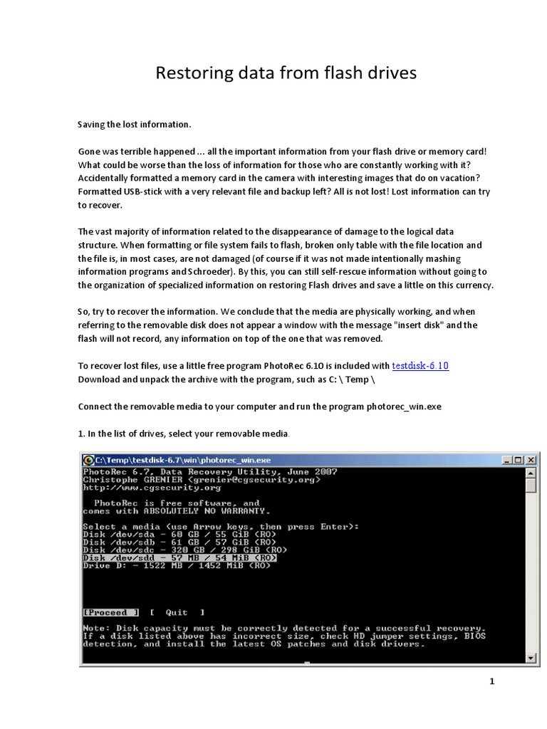 Restoring Data From Flash Drives | PDF