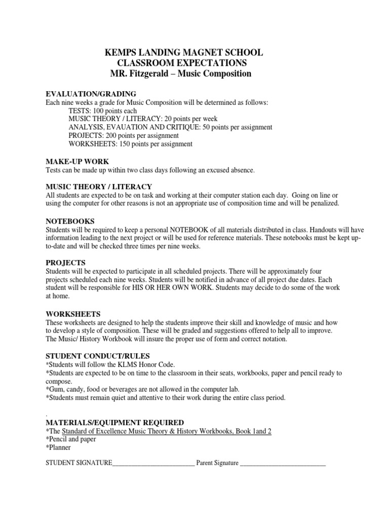 Music Composition Classroom Guidelines | PDF