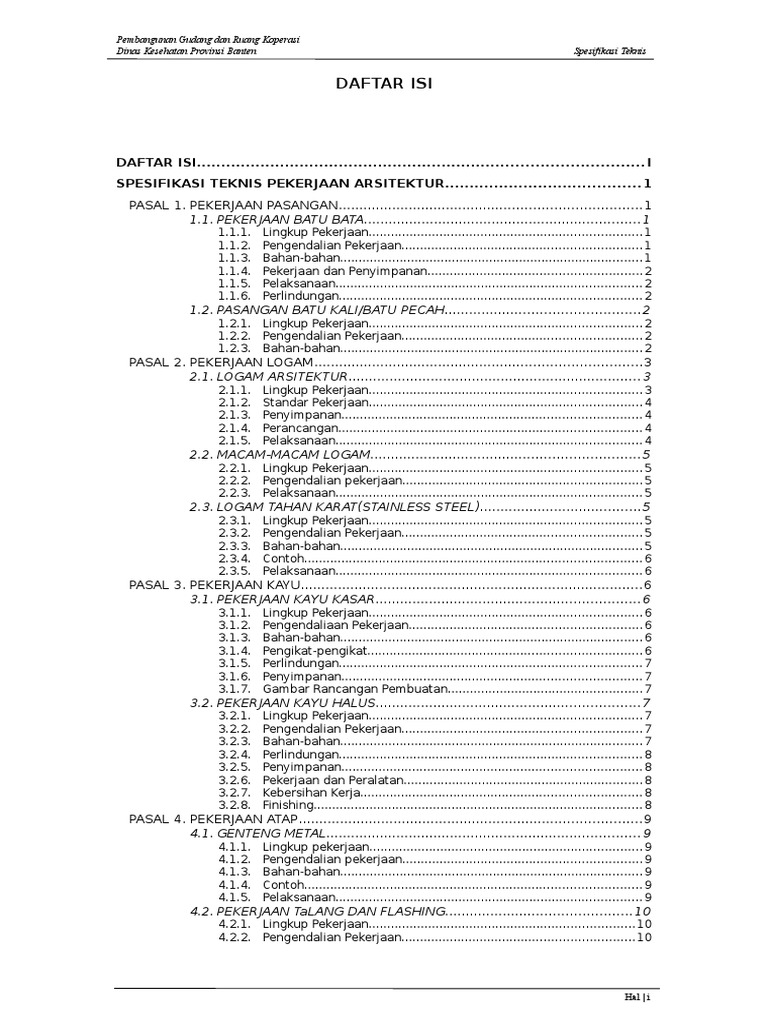 Spesifikasi Teknis Bangunan Gedung | PDF