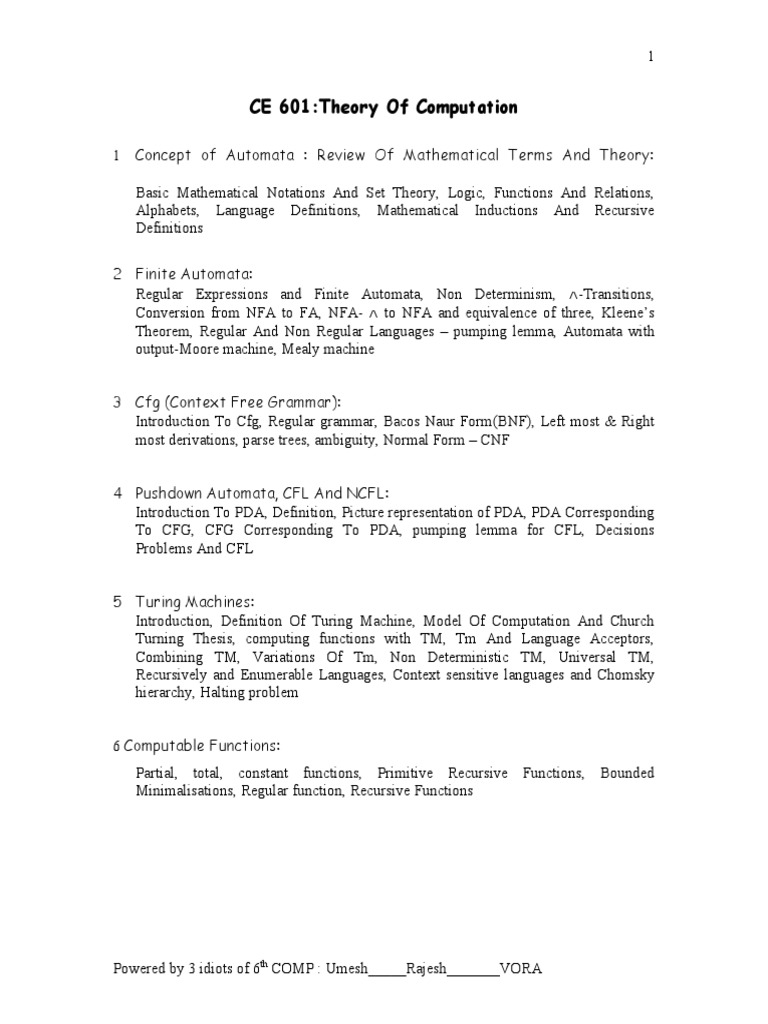 Theory of Computation Syllabus | PDF | Computer Network | Routing