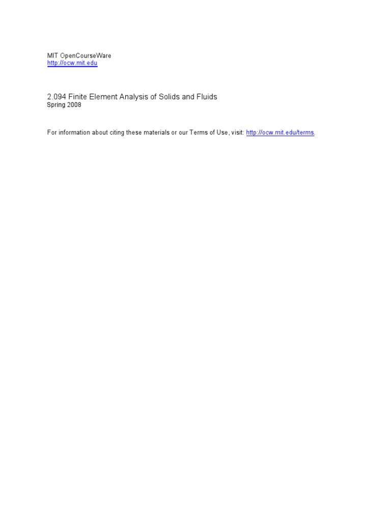 Finite Element Analysis Course 2008 | PDF | Stress (Mechanics ...