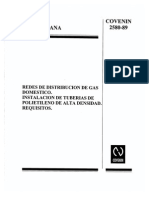 Redes de Distribución de Gas Domestico. Instalaciones de Tuberías de Polietileno de Alta Densidad. 2580-1989