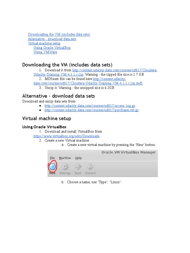 Downloading The VM (Includes Data Sets) : Using Oracle Virtualbox | PDF ...