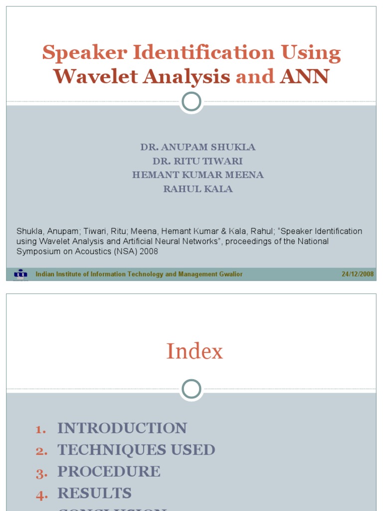 Speaker Identification Using Wavelet Analysis and ANN | PDF | Wavelet ...