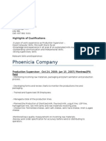 Phoenicia Company: Highlights of Qualifications