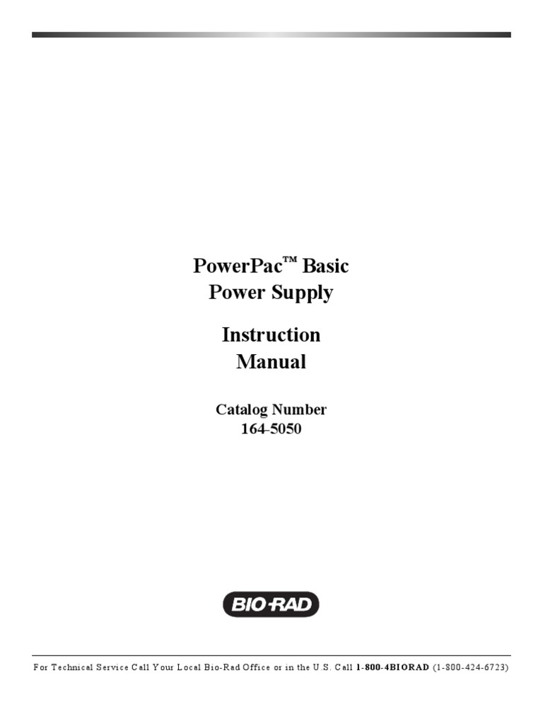 Powerpac Basic Power Supply Instruction Manual Catalog Number 1645050