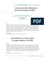 A Produção Enxuta Como Fator Diferencial Na Capacidade de Fornecimento de PMEs