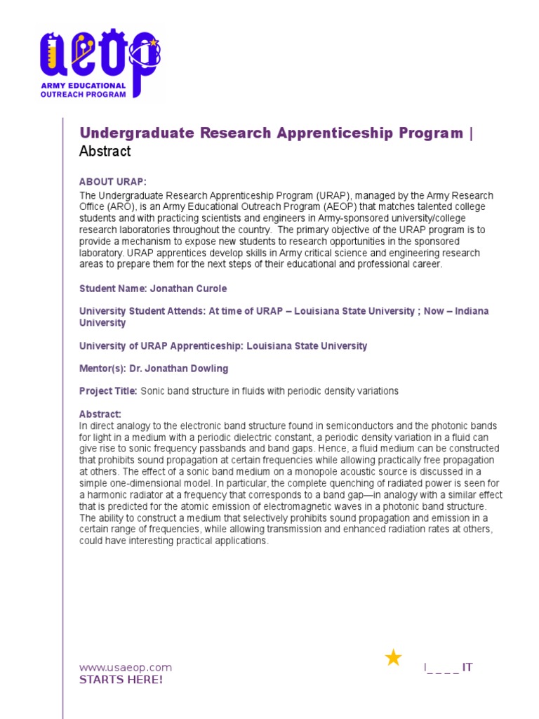 URAP Abstract Template - 2015 | PDF | Science & Mathematics