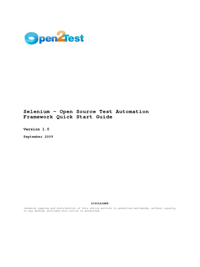 Selenium - Open Source Test Automation Framework Quick Start Guide | PDF