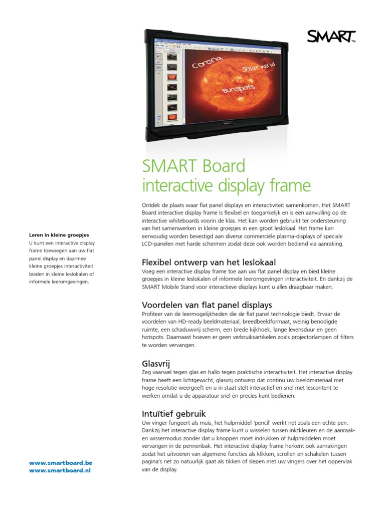 Productblad: SMART Board Interactive Display Frame | PDF