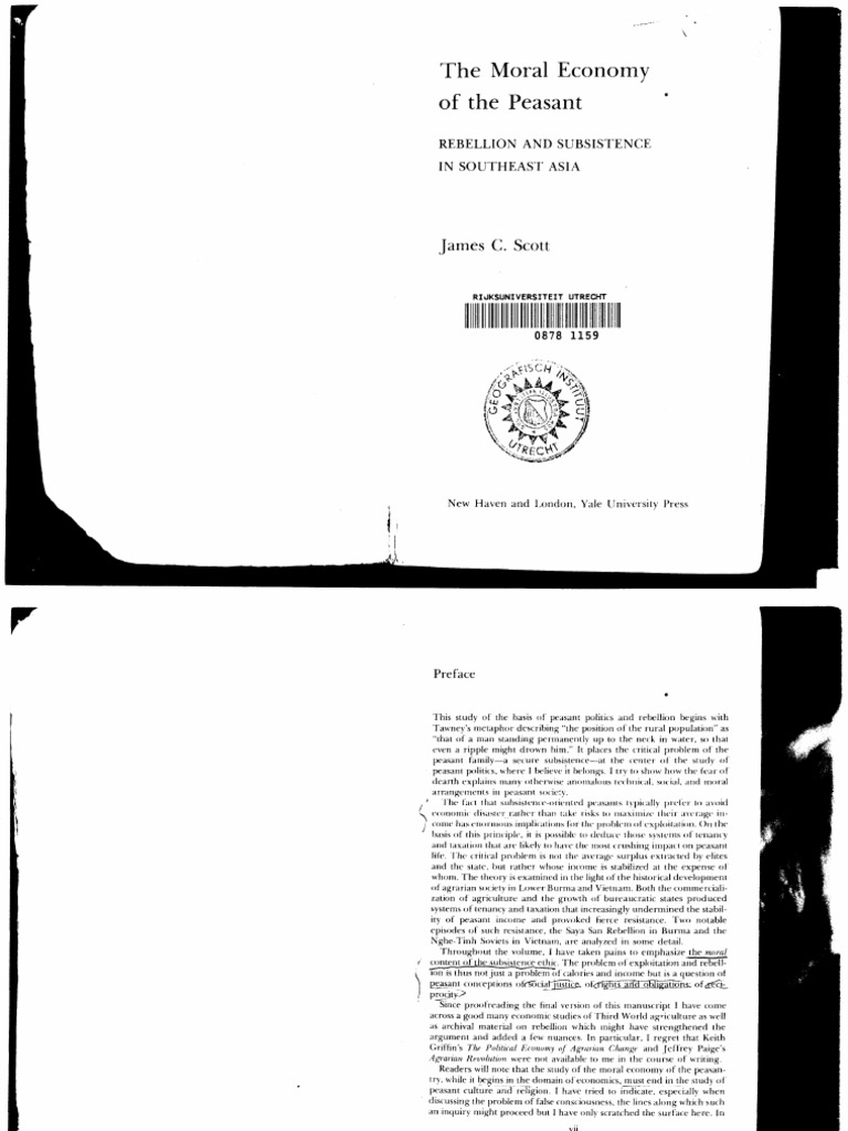 The Moral Economy of The Peasant PDF Rebellions Peasant