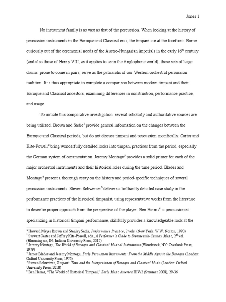 Tyler Jones A Brief History of The Timpani PDF Classical Period