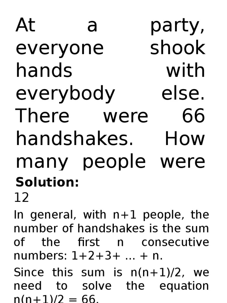 Handshake Problem: 12 People at Party | PDF
