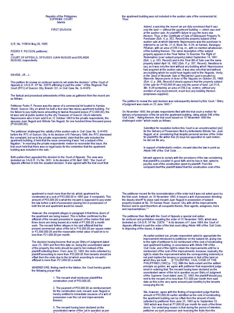 Supreme Court Ruling on Realty Tax Auction | PDF | Lawsuit | Complaint
