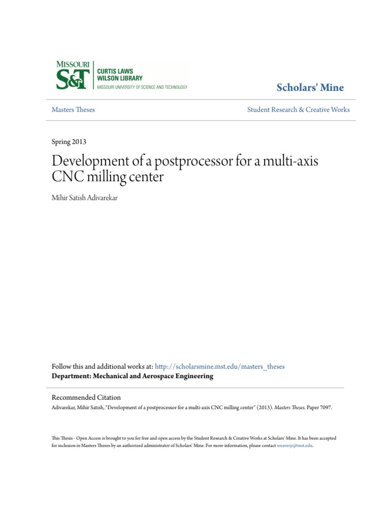 Development of A Postprocessor For A Multi-Axis CNC Milling Cente | PDF ...