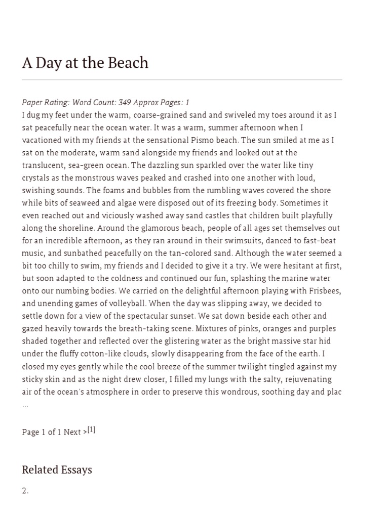Descriptive essays about the beach