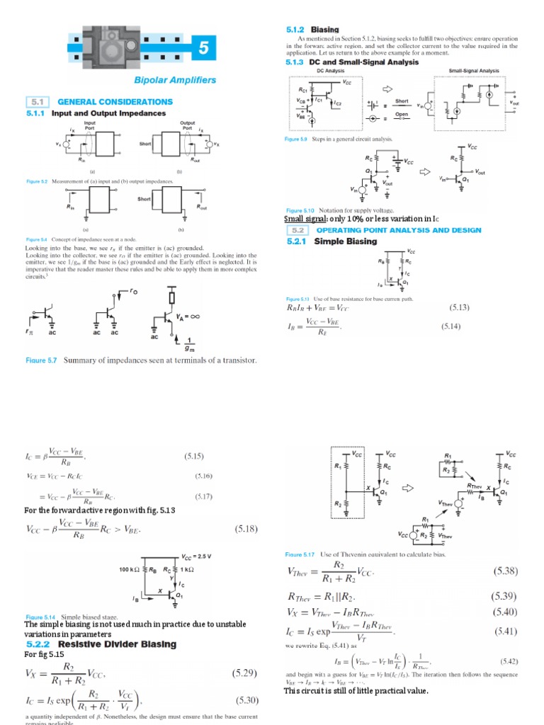 BJT Amplifier Equations and Notes Bipolar Junction Transistor Amplifier
