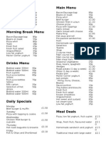 Breakfast Menu Main Menu: Monday Tuesday Wednesday