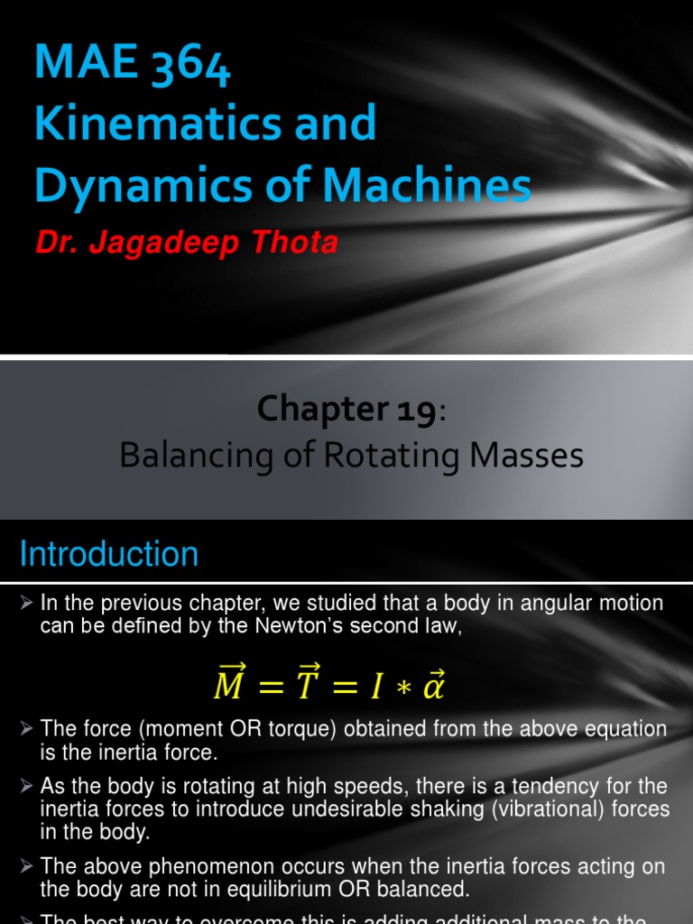 Lecture3 4 Ch19 Balancing | PDF | Torque | Inertia