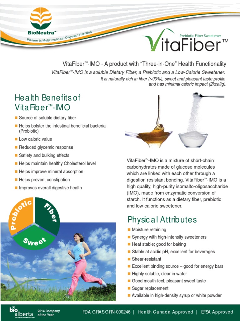 VitaFiber Brochure PDF Dietary Fiber Diet & Nutrition