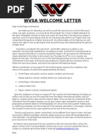 Wvsa Welcome Letter