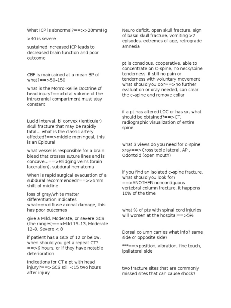 ATLS Flash Card | PDF | Spinal Cord | Traumatic Brain Injury