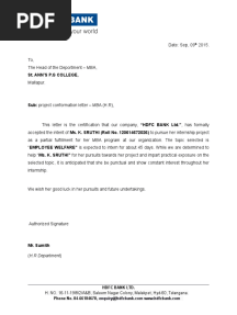 HDFC Bank Letter