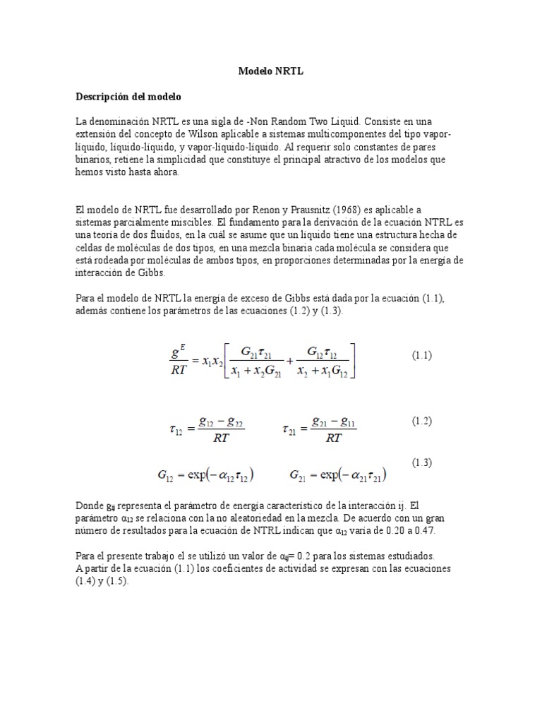 Modelo NRTL | PDF | Ecuaciones | Aluminio