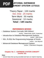 Relational Database Management System (17332) : Theory Paper: 100 Marks Term Work: 50 Marks Sessional: 10 Marks