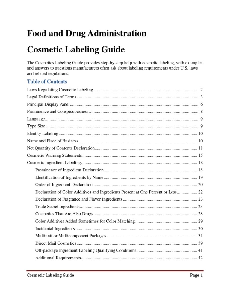 FDA Cosmetic Labeling Requirements Guide | PDF