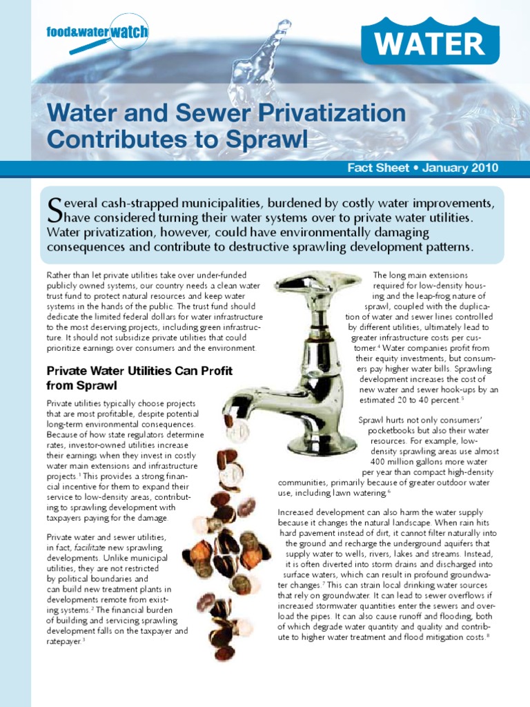 Water and Sewer Privatization Contributes To Sprawl | PDF | Urban ...