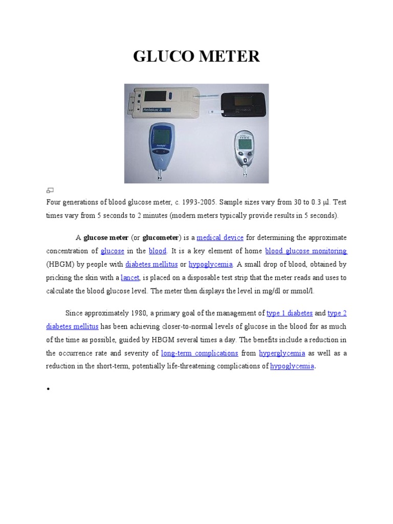 Blood Glucose Meters: Types & Features | PDF | Hypoglycemia | Disorders ...