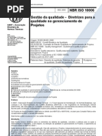 NBR ISO 10006 - Gestão da qualidade - Diretrizes para a qualidade no gerenciamento de Projetos