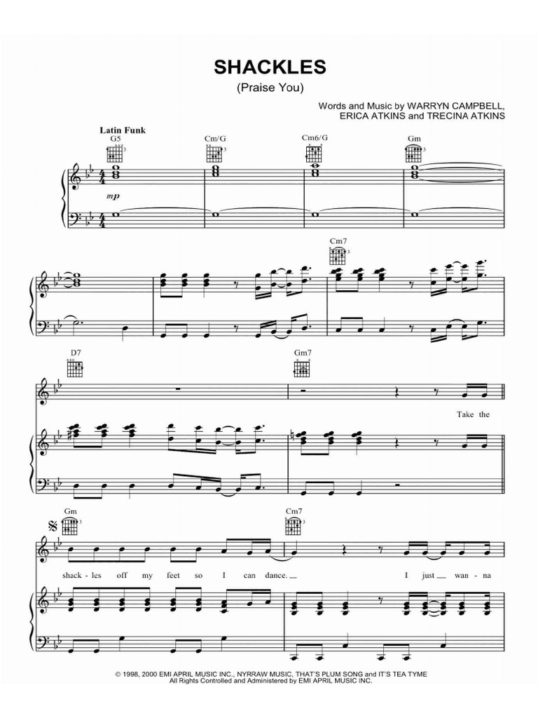 Shackles (Mary, Mary) Sheet Music