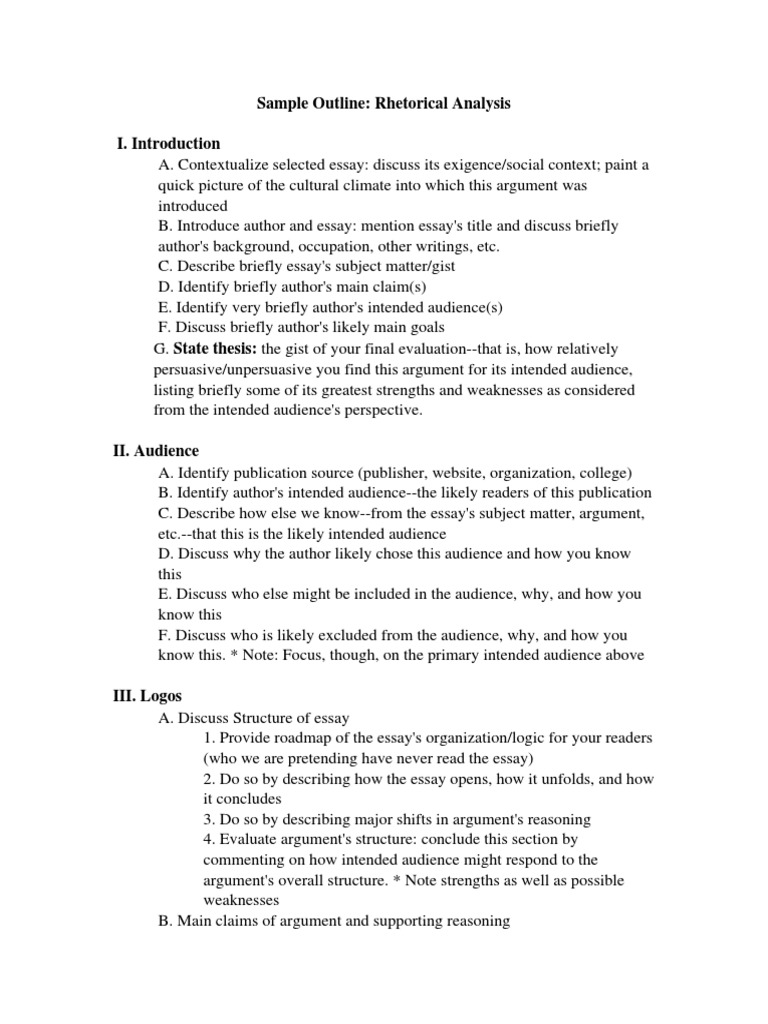 outline template for rhetorical analysis essay
