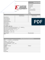 Vessel Data Sheet: Design Criteria