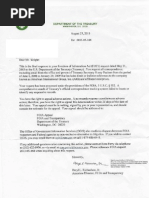 Treasury Response To AIG Records FOIA