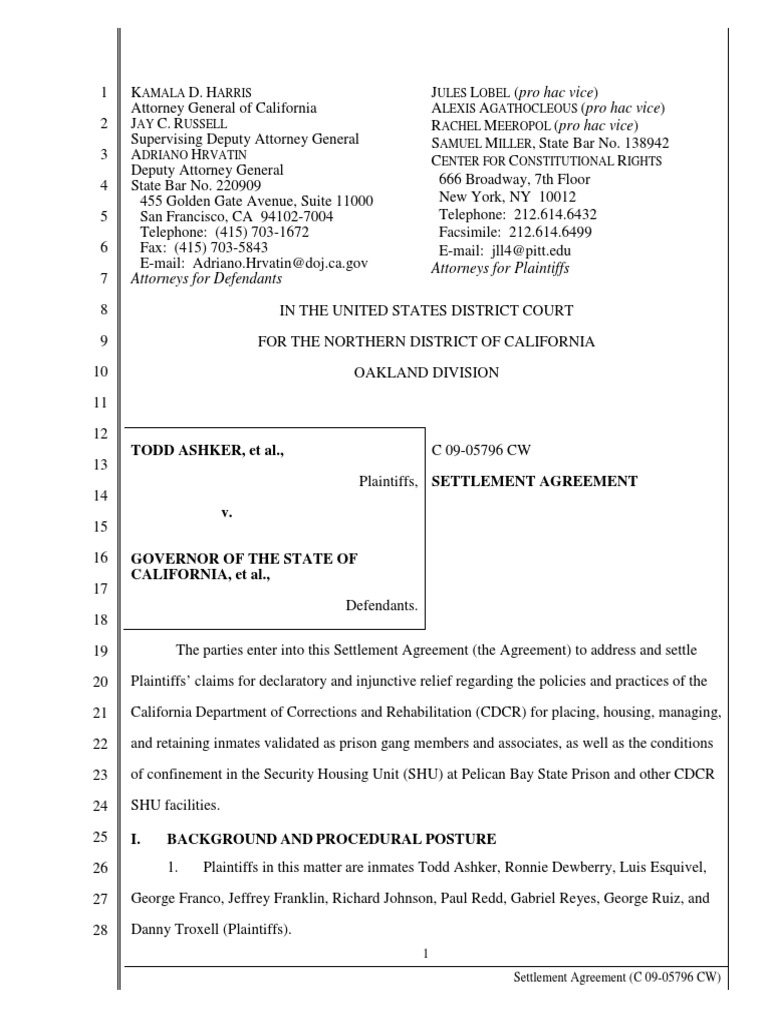 TODD ASHKER, Et Al. v. GOVERNOR OF THE STATE OF CALIFORNIA, Et Al