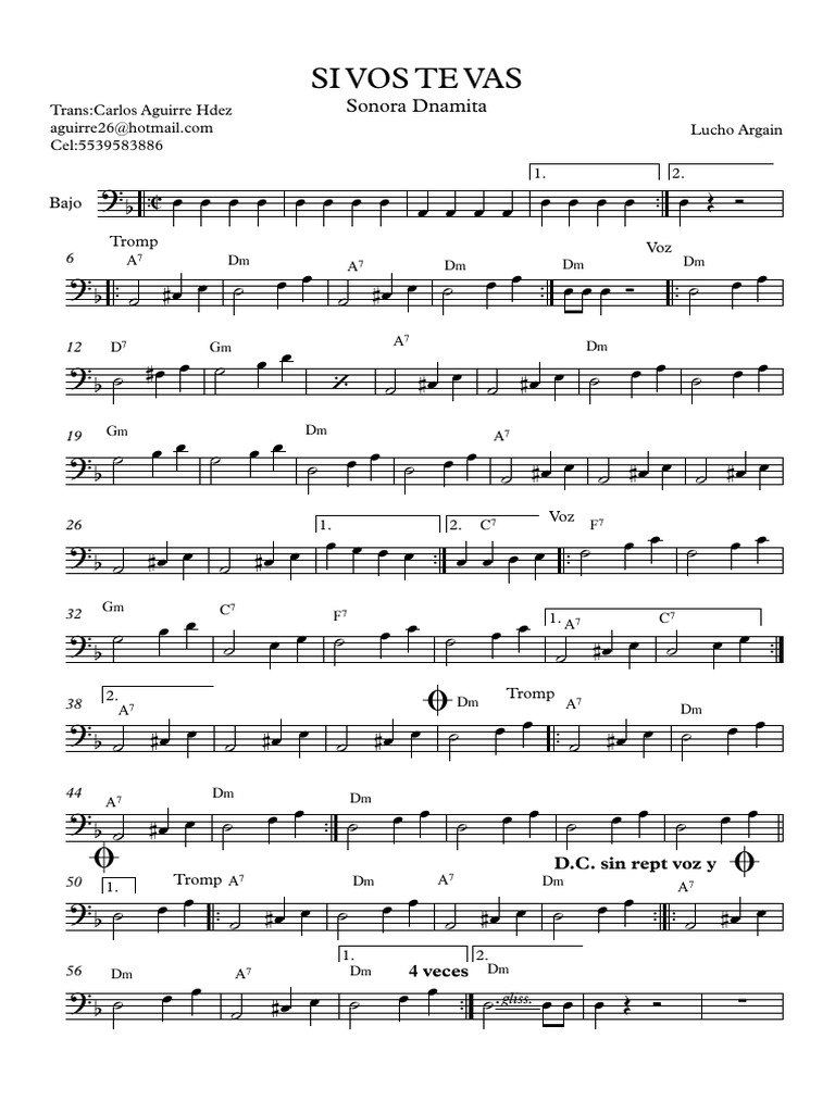SI VOS TE VAS - Partitura Completa