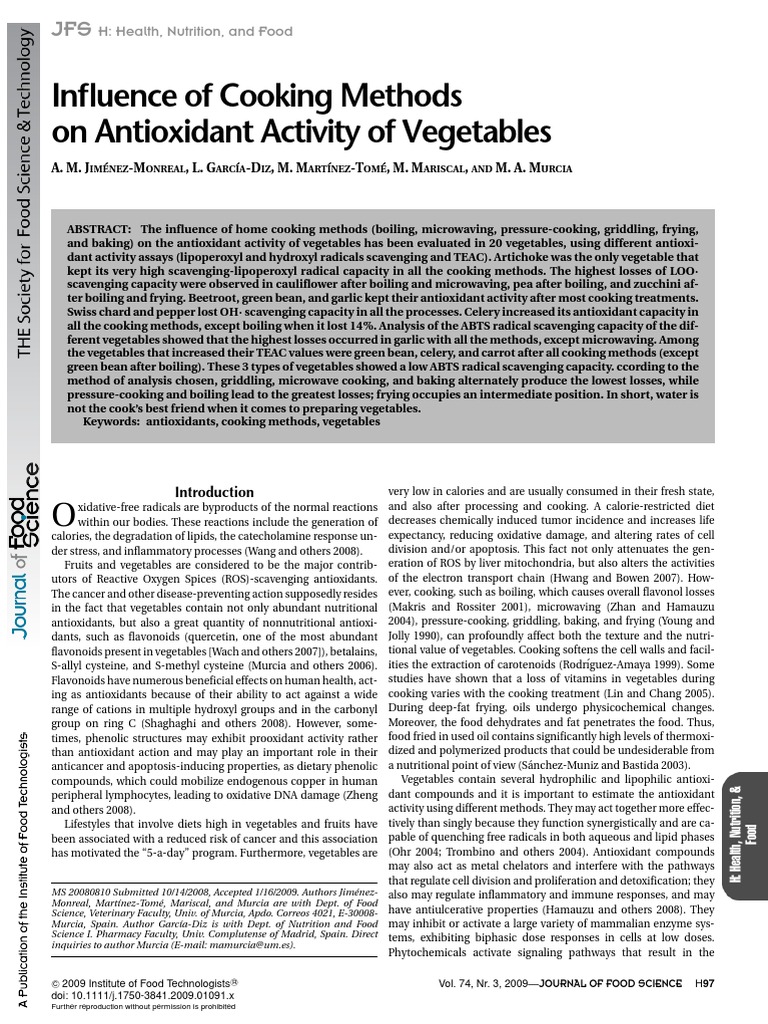Vegetables Are Being Cooked | PDF | Antioxidant | Cooking