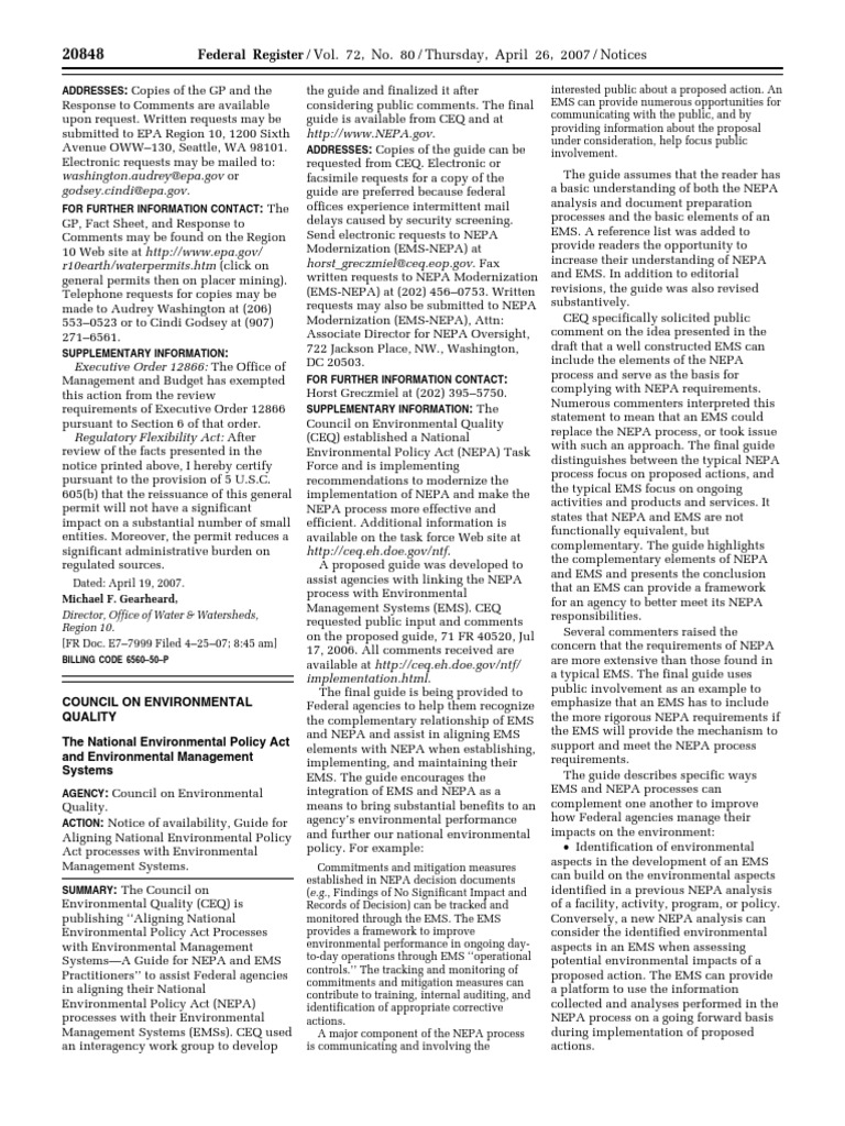 Federal Register Vol 72 No 80 Thursday April 26 2007 Notices