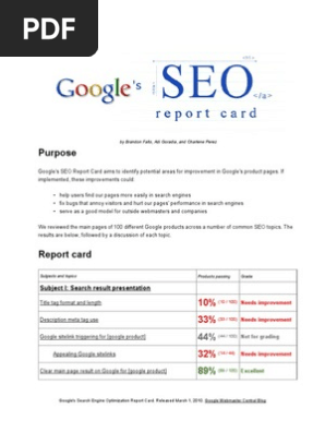 Google SEO Report Card