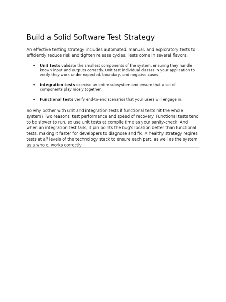 Build A Software Test Strategy | PDF | Business | Computers