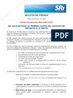 Pago Del Anticipo de Impuesto A La Renta 2014