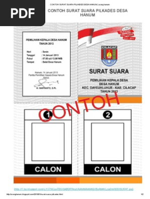 Contoh Surat Suara Pilkades Desa Hanum Urang Hanumpdf