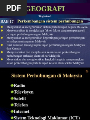 Bab 17 Perkembangan Sistem Perhubungan Pdf Pdf