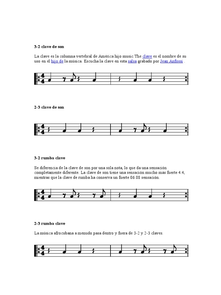 Claves y Patrones del Son Cubano | PDF | Musica centroamericana ...
